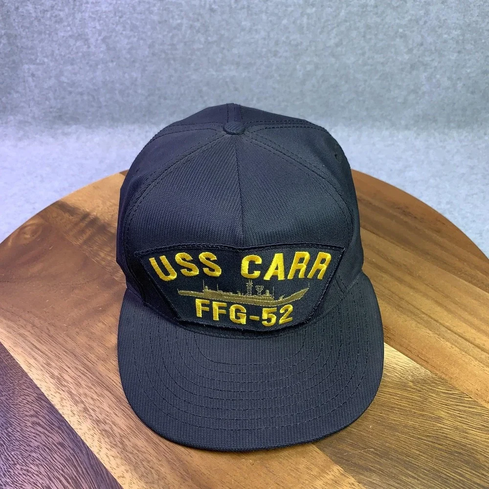 Vintage North Star USS Carr‎ FFG-52 Hat Cap Snap Back Black Embroidered USN Mens